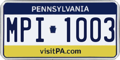 PA license plate MPI1003