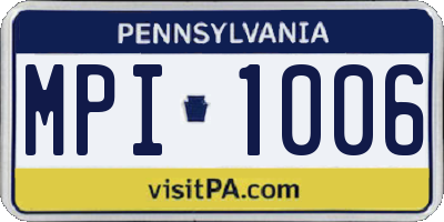 PA license plate MPI1006