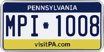 PA license plate MPI1008