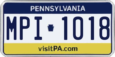 PA license plate MPI1018