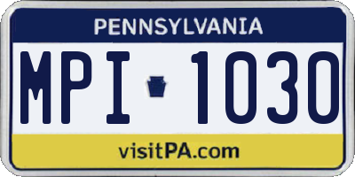 PA license plate MPI1030