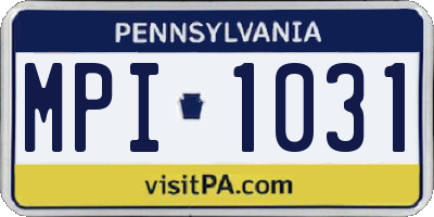 PA license plate MPI1031