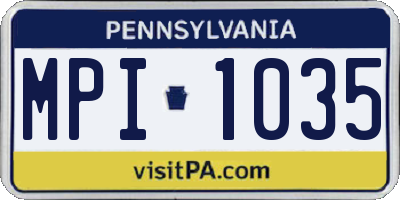 PA license plate MPI1035