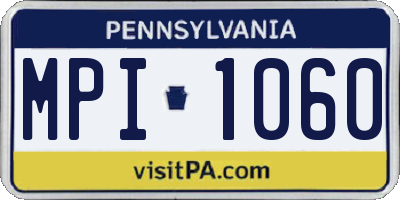 PA license plate MPI1060