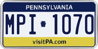 PA license plate MPI1070