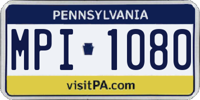 PA license plate MPI1080