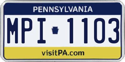 PA license plate MPI1103