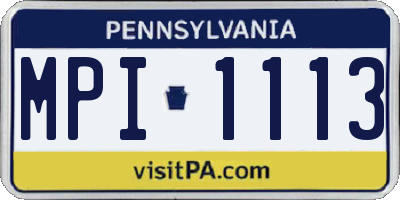 PA license plate MPI1113