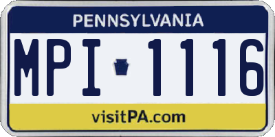 PA license plate MPI1116