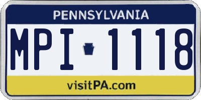 PA license plate MPI1118