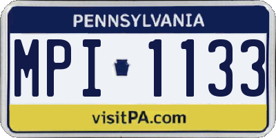 PA license plate MPI1133