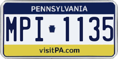 PA license plate MPI1135