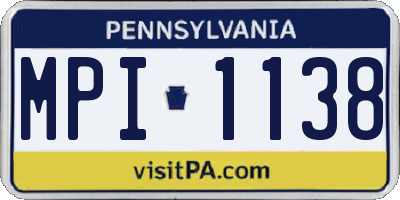 PA license plate MPI1138
