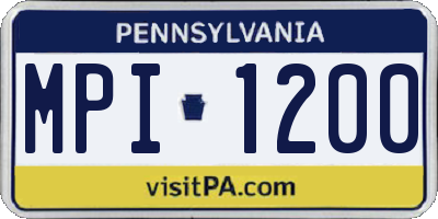 PA license plate MPI1200