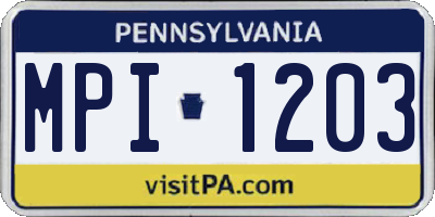 PA license plate MPI1203
