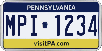 PA license plate MPI1234