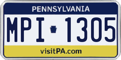 PA license plate MPI1305