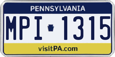 PA license plate MPI1315