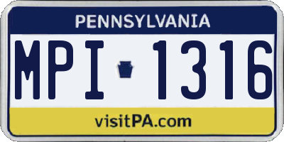PA license plate MPI1316