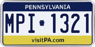 PA license plate MPI1321