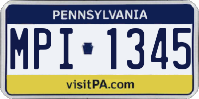 PA license plate MPI1345