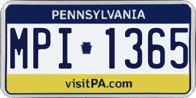 PA license plate MPI1365