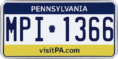 PA license plate MPI1366
