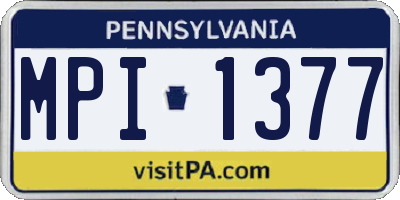 PA license plate MPI1377