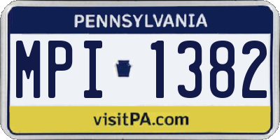 PA license plate MPI1382