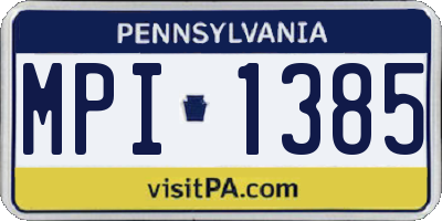 PA license plate MPI1385