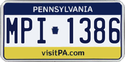 PA license plate MPI1386