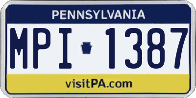 PA license plate MPI1387