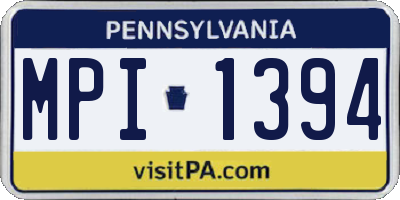 PA license plate MPI1394