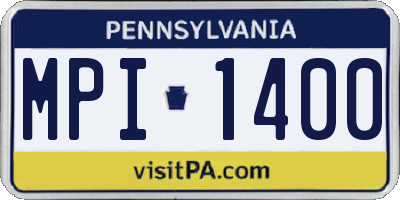 PA license plate MPI1400
