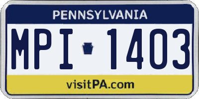 PA license plate MPI1403