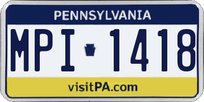 PA license plate MPI1418