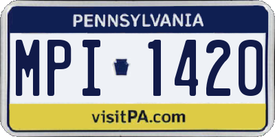 PA license plate MPI1420
