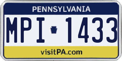 PA license plate MPI1433