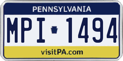 PA license plate MPI1494