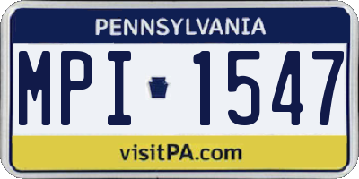 PA license plate MPI1547