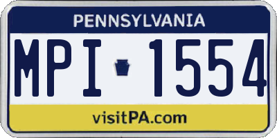 PA license plate MPI1554