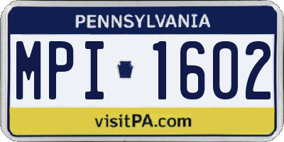 PA license plate MPI1602