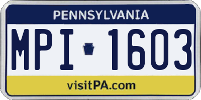 PA license plate MPI1603