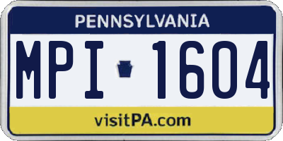 PA license plate MPI1604