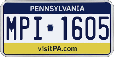 PA license plate MPI1605