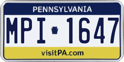 PA license plate MPI1647