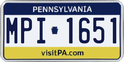 PA license plate MPI1651