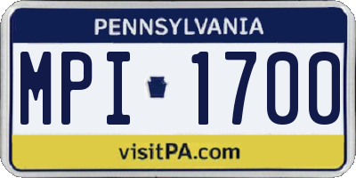 PA license plate MPI1700