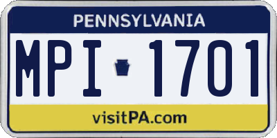 PA license plate MPI1701