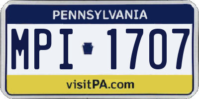 PA license plate MPI1707